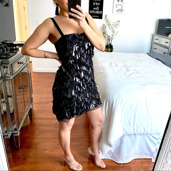 Zara Black Sequins Dress Bloggers Fave Size Medium NWT - Picture 7 of 11